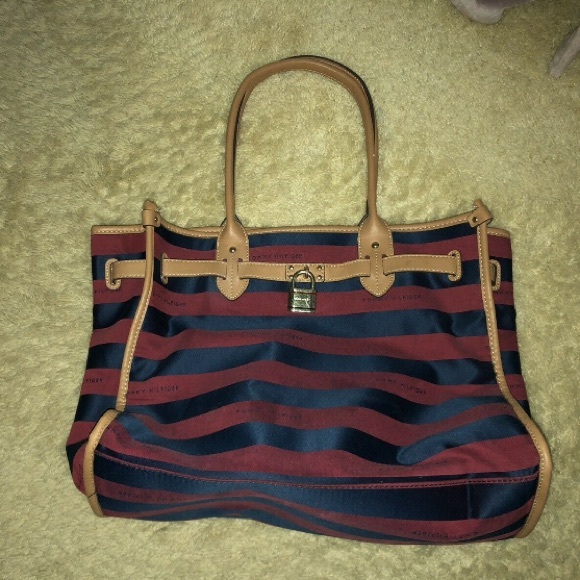 Tommy Hilfiger blue and red striped tote bag - Picture 1 of 5